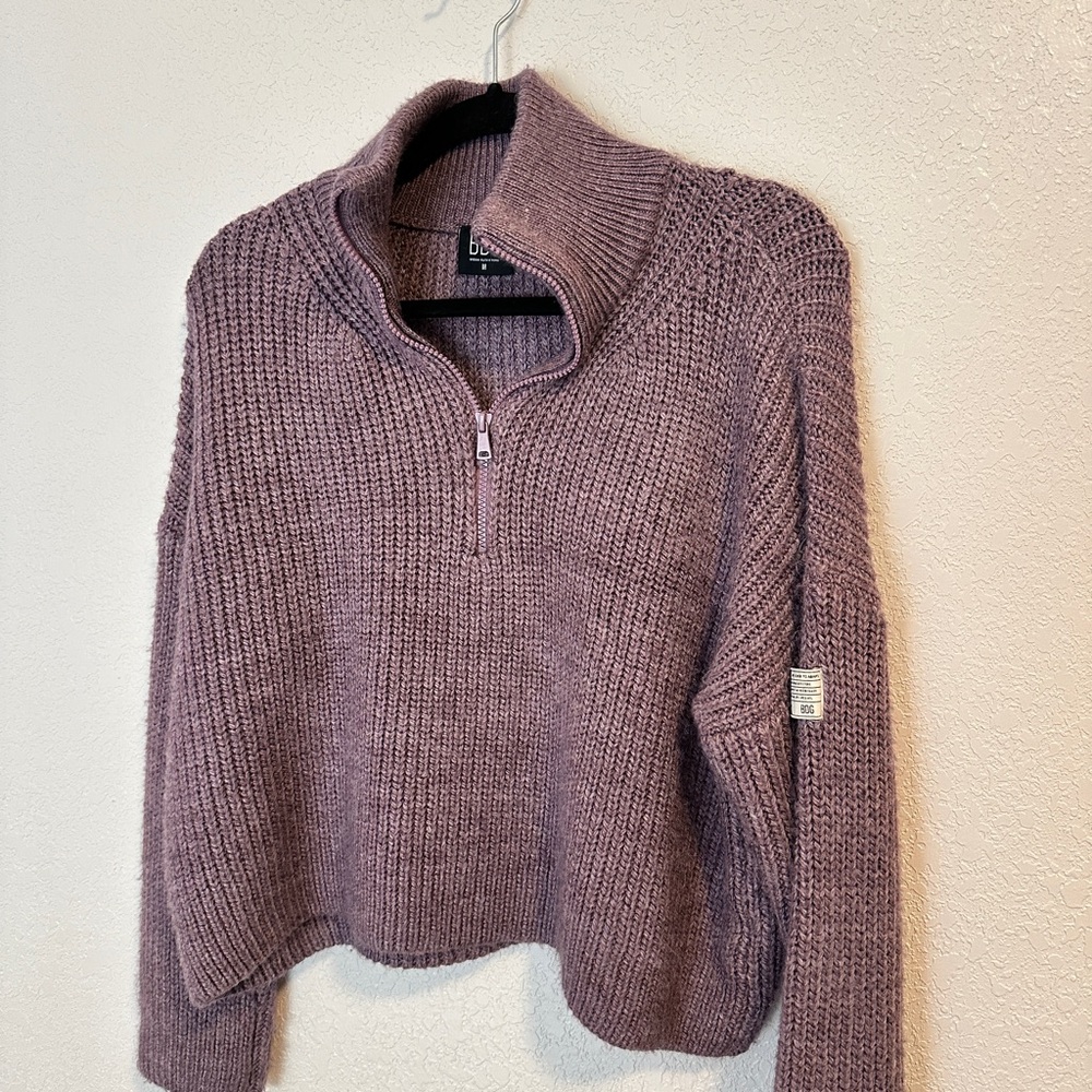 BDG Boxy Quarter zip Purple Sweater